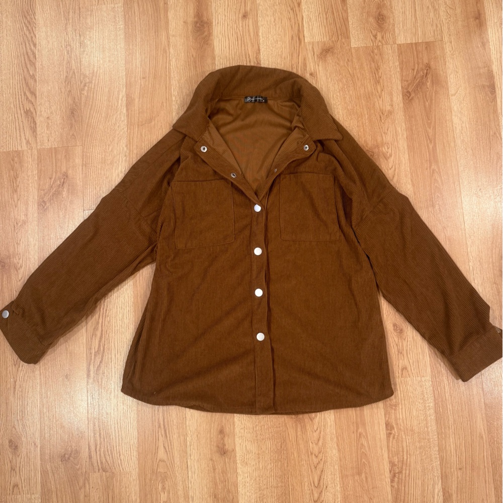 Brown Corduroy Button-Up Shirt